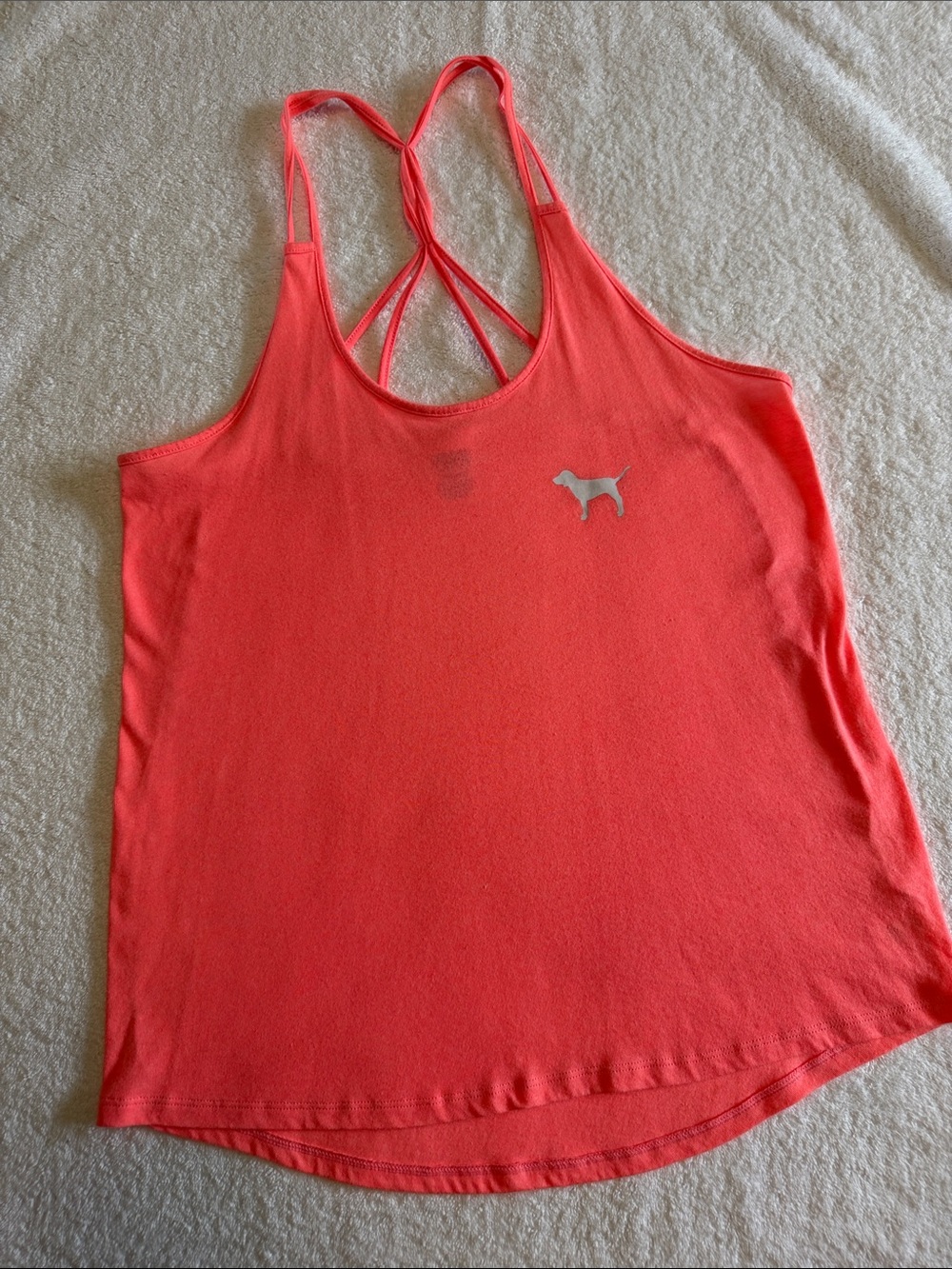 PINK Victoria's Secret Coral and Dark Gray Crisscross Strap Tank Tops - Picture 6 of 9